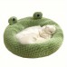 Queendiary Pet cushions Frog-Shaped Plush Pet Bed for Cats - Soft Polyester Fiber Cartoon Design, Cozy Cotton Filling, Ideal for Cats and Small Dogs