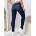 Smilesky Jeans Fashionable Blue Denim Skinny Jeans with Distressed Details