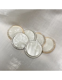 The fox Temperament wind white round alloy diamonds models coat decorative buttons clothes buckle 30pcs