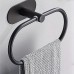 Nicespce Towel racks Black Stainless Steel Oval Towel Ring Rail Holder Wall Mounted Hand Towel Rack Bath