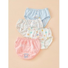 Miraclenjoy Baby diapers 4pcs Pure Baby Diapers 95% Medium Elastic Cute Cartoon Print Triangle Pants Suitable for Children Over 3 Years 