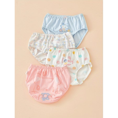 Miraclenjoy Baby diapers 4pcs Pure Baby Diapers 95% Medium Elastic Cute Cartoon Print Triangle Pants Suitable for Children Over 3 Years 