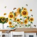 Whitehare Wall stickers Sunflower & Butterfly Wall Decal - Reusable PVC, Self-Adhesive Floral Sticker
