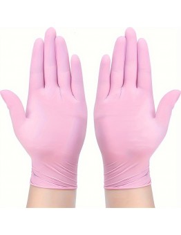 AgetreeMedical gloves Disposable Gloves Ding Qing Pink High Elastic English Protective Rubber Nitrile Gloves 30pcs