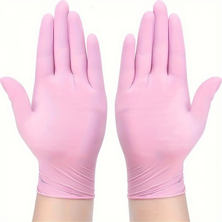AgetreeMedical gloves Disposable Gloves Ding Qing Pink High Elastic English Protective Rubber Nitrile Gloves 30pcs