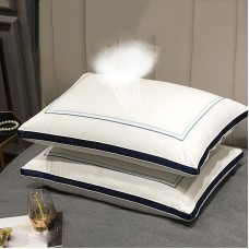 Mojoluck Pillows Luxurious Cervical Support Pillow - Breathable, Skin-Friendly, Fluffy Design for Side & Back Sleepers - Premium Hotel-Quality, Down Alternative, Hypoallergenic, and Ergonomic Sleeping Companion for Ultimate Comfort and Support 2pcs