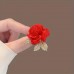 Airfairy Brooches for clothing Elegant Red Rose Brooch Pin with Crystal Accents, Romantic Zinc Alloy Floral