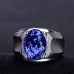 ITATA Jewelry rings Stylish Business Blue Color Men's Open Ring, S925 Silver Inlaid With Cubic 
