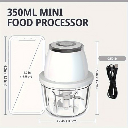 Mojoeagle Electric Food Processors Stainless Steel Portable Electric Food Chopper & Processor - Mini USB Wireless Handheld Garlic Slicer For Vegetables & Meat