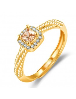 Meking Small square candy citrine diamond ring women niche design ins style finger jewelry