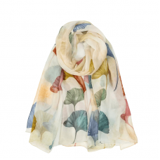 TOSDAYGOOSE scarfs Mulberry Silk, Colorful Ginkgo Leaf Pattern Silk Scarf, Air-conditioned Scarf, Light, Breathable and Elegant, High-end Fresh and Fashionable, Suitable for Shopping and Dating