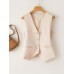 Heyouth Vests Pink Slim-Fit Vest for Women - Single Breasted, V-Neck, Polyester, Machine Washable - Perfect for Spring/Summer Fashion L size