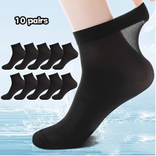 Heyouth Socks Black No-Show Socks - Ultra-Thin Ice Silk, Breathable & Invisible Ankle Socks for Men and Women, Ideal for Spring/Summer Business Wear, Cute Socks 10pcs 