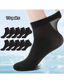 Heyouth Socks Black No-Show Socks - Ultra-Thin Ice Silk, Breathable & Invisible Ankle Socks for Men and Women, Ideal for Spring/Summer Business Wear, Cute Socks 10pcs 