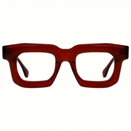 Heartiger Eyeglasses Red Square Acetate Full Rim Glasses for Running - Fashionable Decorative Eyewear