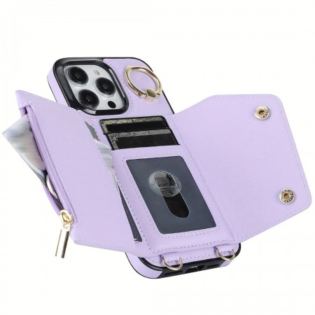 Shellrabbit Cell phone cases Crossbody Wallet Women Case For IPhone11Credit Card Holder Phone Case With Strap, PU Leather Purse With Lanyard Zipper Flip Cover