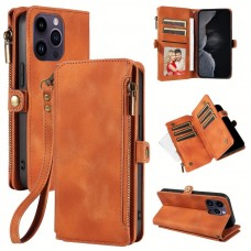 Petree Cell phone cases iPhone11 Pro Phone Slot Wallet Case with Zipper, PU Faux Leather, Protective Cover for Women and Men Card Holder Phone Case With Strap, PU Leather Purse With Lanyard