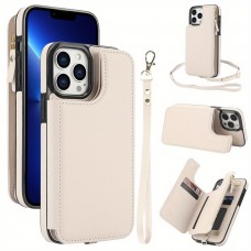 Cloudangle Cell phone cases for iPhone 12with Card Slot Holder, Magnetic Flip Folio Case, Zipper  with Detachable Lanyard 