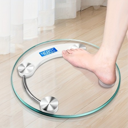 Friendeer Scales Transparent Bathroom Round Electronic Scale, Intelligent Weighing LCD Weight Scale, Bearing 180kg Weight Portable Digital Scales, Bathroom Accessories, Bathroom Tools