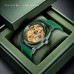 Chicat Watches Elegant Women's Black & Green Luminous Mechanical Watch with Silicone Strap - Casual Style, Automatic Movement