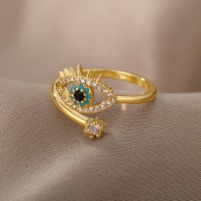 Mytheart Jewelry rings Copper Ring, Inlaid Synthetic Zircon Eye Open Ring For Men Women, Devil's Eye Ring, Fashion Trendy Versatile Finger Ring