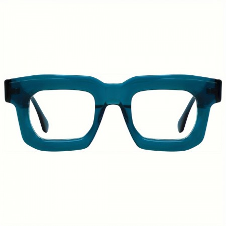 Powerfox Eyeglasses Men's Blue Acetate Square Glasses,  Running Sports Eyewear, Casual Decorative Glasses