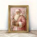 Honeyisland Picture Frames Charming Vintage Santa Canvas Art with Golden Frame - Perfect for Living Room Decor, 29.97x39.88 cm