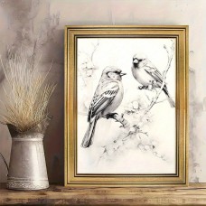 Roomagic Picture Frames Elegant Vintage-Inspired Golden Frame Canvas Art Print, Animal-Themed Wall Decor for Living Room, 29.97cm x 39.88cm Framed Drawing
