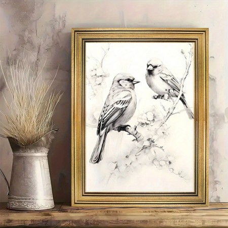Roomagic Picture Frames Elegant Vintage-Inspired Golden Frame Canvas Art Print, Animal-Themed Wall Decor for Living Room, 29.97cm x 39.88cm Framed Drawing
