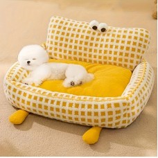 Anglecity Pet cushions Plaid Patterned Cotton Dog , Removable Washable Pet for Small Dogs, Soft Winter Warmth with Polyester Fiber Filling, Square Shape - Yellow