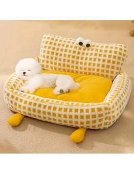 Anglecity Pet cushions Plaid Patterned Cotton Dog , Removable Washable Pet for Small Dogs, Soft Winter Warmth with Polyester Fiber Filling, Square Shape - Yellow