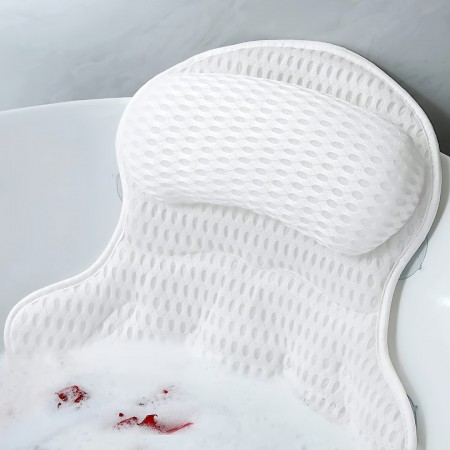 Awakencat Bath pillows Luxury Bath Pillow for Tub, 4D Mesh Fabric, Soft Neck and Back Support, Relaxing Spa Accessory, with Non-Slip Suction Cups for Spa, No Electricity Needed