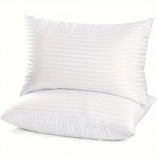 Ticking Pillows uper Soft Polyester Fiber Filling, Suitable for Side and Back Sleeping, Machine Washable, Contemporary Style, No Embellishments, All Seasons, Versatile Use 2pcs
