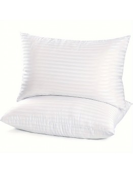 Ticking Pillows uper Soft Polyester Fiber Filling, Suitable for Side and Back Sleeping, Machine Washable, Contemporary Style, No Embellishments, All Seasons, Versatile Use 2pcs