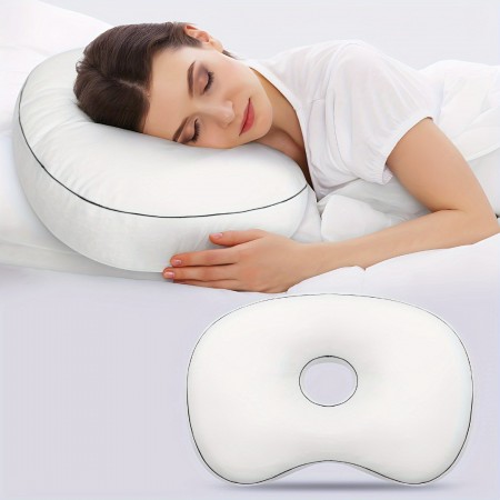 Lifehoney Pillows Hypoallergenic Side Sleeper Pillow with Ear , Adjustable Support for Side Sleepers, Pressure Relief for Ear Pain & Inflammation, No Electricity Needed