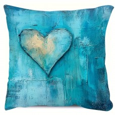 Jellyhare Cushions Golden Heart Throw Pillow , 45.72x45.72 cm, Double-Sided Print, Short Plush Polyester with Zip Closure - Ideal for Bedroom, Office, Car, and Farmhouse Decor, Car Accessory