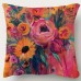 Onlystar Cushions Floral Bouquet 45.72x45.72 cm Throw Pillow - Soft Plush, Double-Sided Design in Warm Pink & Orange for Home Decor - Perfect for Bedroom, Office, Car