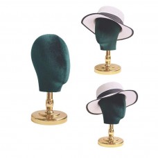 Anglewhale Hat stands Golden Metal Base Hat Display Stand, Detachable Mannequin Head Model for Barbershop and Shopping Mall, Business