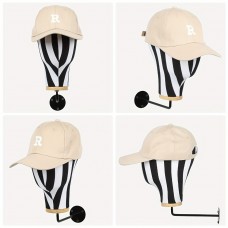 Bellcat Hat stands rofessional Salon-Quality Hat Display Stand - Sleek Black and White Zebra Stripe Design with Golden Accents, Wall-Mounted Holder