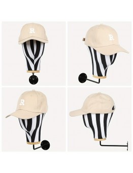 Bellcat Hat stands rofessional Salon-Quality Hat Display Stand - Sleek Black and White Zebra Stripe Design with Golden Accents, Wall-Mounted Holder