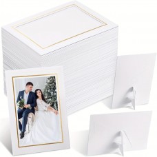 Actoroom Paper photo frames 50pcs White Paper Picture Frames with Easel, 10.16x15.24 cm - Perfect for DIY Crafts, Collages, Classroom Displays & Wedding Decor