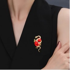 Jellycity Brooches for clothing Snake and Rose Brooch Pin for Women, Sexy Alloy Body with Rhinestone Inlay, Plated Fashion Accessory for Daily Wear, All-Season Versatile Jewelry