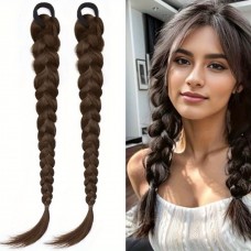 Giftoday Braids 50.8 cm Long Braided Hair Extensions for Women - Natural Double Ponytail Style, Suitable for All Hair Types, Straight Hair, And Perfect for Everyday Use 2pcs