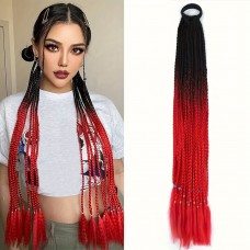 Topmoon Braids 55.88 Cm Braided Wig With Ponytail Extension, Colorful Braided Synthetic Wig Suitable For Daily Wear By Ladies