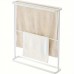 Okpanda Towel racks White Lacquered Iron Art Floor Standing Towel Rack with Bracket Shelf for Bathroom Storage Organizer, No Power or Battery Required