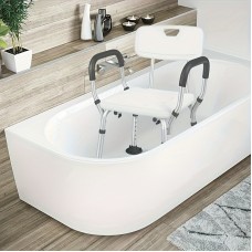Snowcat Shower seats  Adjustable Shower Chair with Back Support & Padded Handles - 158.76 KG Capacity, Height-Adjustable, Non-Slip Feet, Easy Clean Plastic & Aluminum Alloy - Ideal for Seniors, Elderly, Disabled, Shower Seat