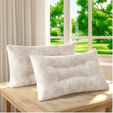 Roomango Pillow Elegant Floral Knitted Pillow - Ergonomic Cervical Support, Machine Washable, Perfect for Side & Back Sleepers, Comfortable Polyester Blend 2pcs