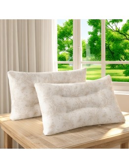 Roomango Pillow Elegant Floral Knitted Pillow - Ergonomic Cervical Support, Machine Washable, Perfect for Side & Back Sleepers, Comfortable Polyester Blend 2pcs