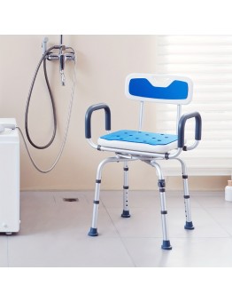 Roomisland Shower seats  Adjustable Height Shower Chair with Armrests - Sturdy Bath Stool for Seniors, Pregnant Women, Disabled - Tool-Free Assembly, Non-Slip Foot Pads, Maximum Load 150Kg, Comfortable Seating for Safe Bathing