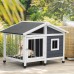 Okpanda Dog kennels Wooden Pet Dog Kennel Awning Cabin Log Box Home Dog Cage Timber House